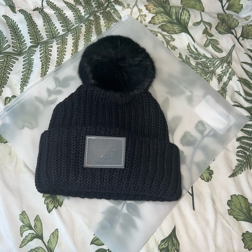 Love your melon black pom hat